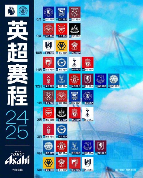 英超最新赛程表速览：强强对话，谁能笑到最后？