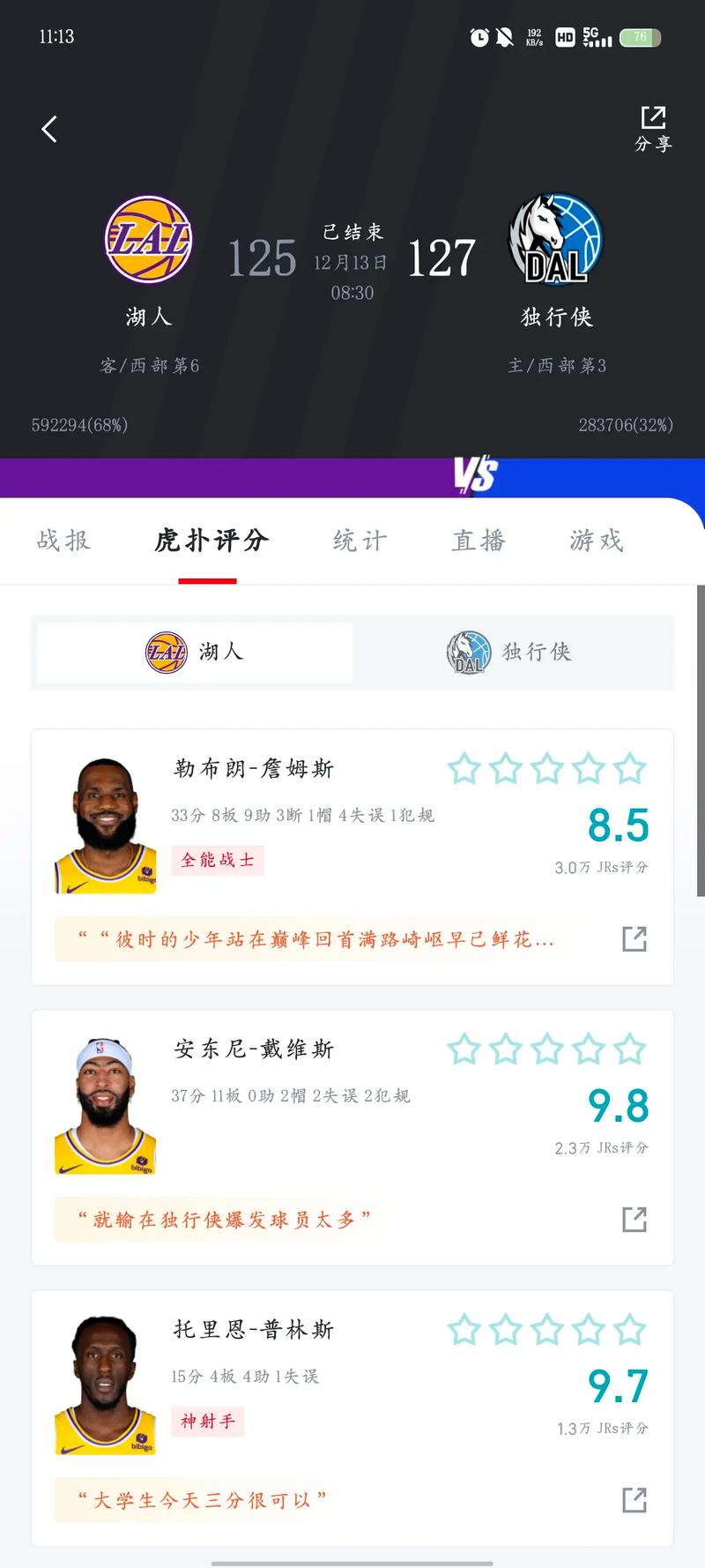 虎扑NBA：最新比赛战报及精彩视频集锦