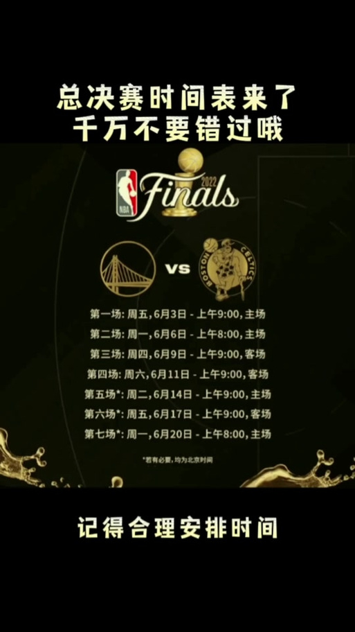 NBA总决赛打几天？完整赛程时间表一览