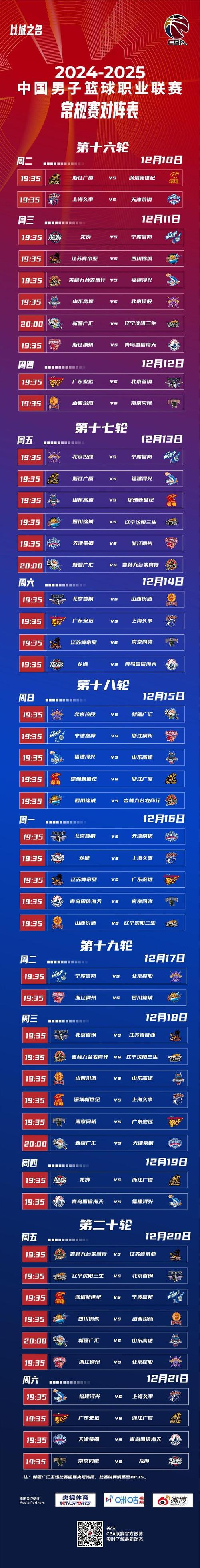 2024-2025赛季CBA哪天开赛？比赛时间表详解