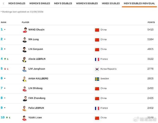 中国乒乓球：谁是真正的NO.1？实力排名大比拼！