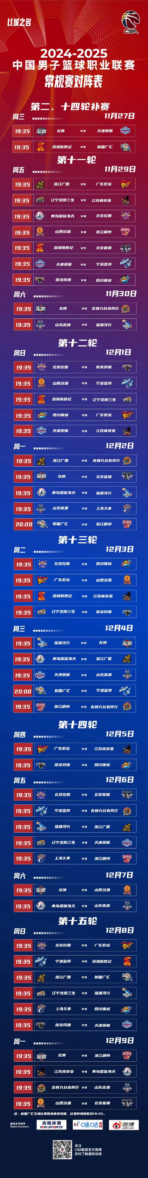2024-2025赛季CBA哪天开赛？比赛时间表详解