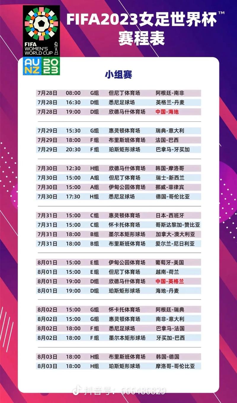 2023女足世界杯什么时候开始？中国女足比赛时间安排一览