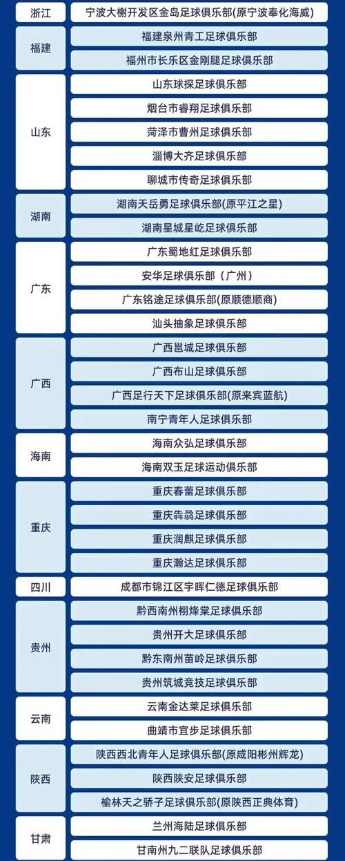 中国足球球队大全：从超级联赛到业余联赛