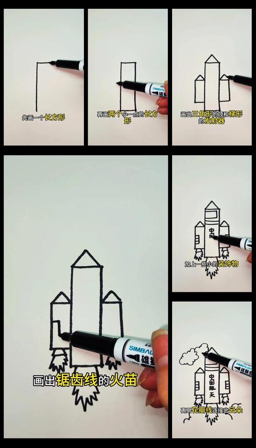 航天火箭怎么画？简单易学的火箭简笔画教程
