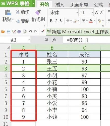 每行序号排列形式符合示例规范